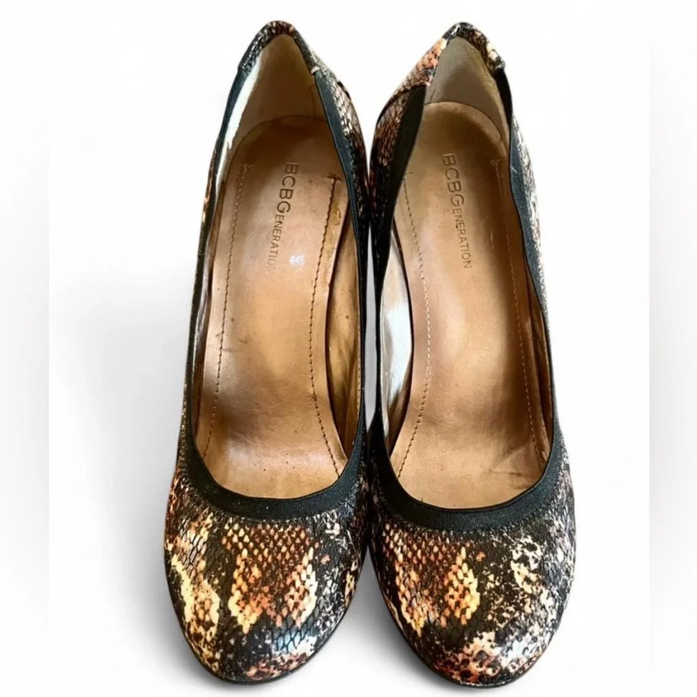 BCBG Faux Snakeskin Wedge Heels - Size 9